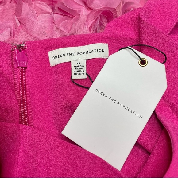 Dress The Population Melanie Floral Mini Dress in Bright Fuchsia Pink Medium NWT - Picture 7 of 13